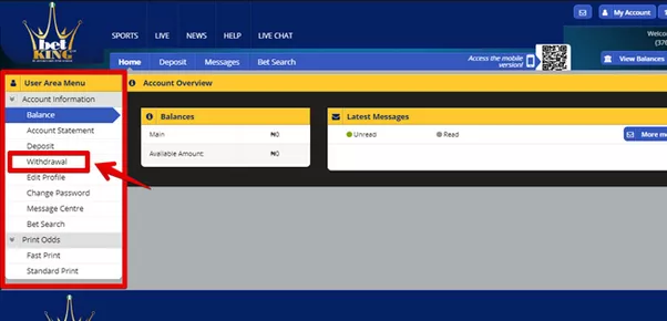 Withdrawing from BetKing